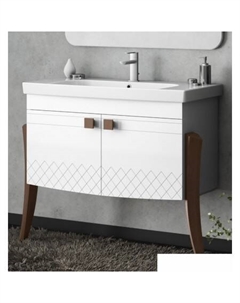 Тумба с умывальником Заффиро 85 (белый/светлый орех) Smile