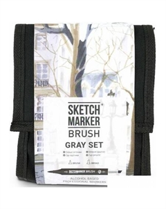 Маркер художественный Brush Gray Set SMB-12GRAY (12 шт) Sketchmarker