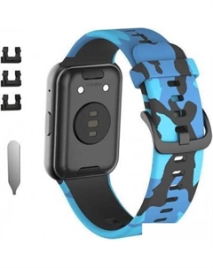 Ремешок силиконовый для Huawei Watch FIT, Watch FIT Elegant (синий камуфляж) Rumi