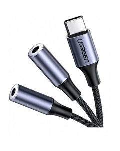 Кабель AV144 30732 USB Type-C - 2 x 3.5 мм (0.25 м, черный) Ugreen