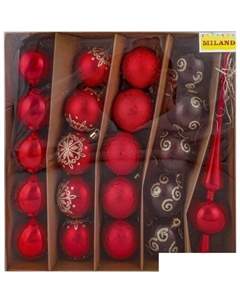 Елочная игрушка С верхушкой НУ-3606 (21 шт, красный) Miland