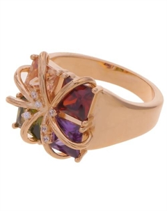 Кольцо с фианитом mix "4 стихии" Lj