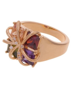 Кольцо с фианитом mix "4 стихии" Lj