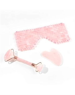 Набор массажер-роллер, гуаша и маска на глаза кварц Snip snap