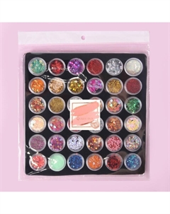 Набор для декора, в пластиковом органайзере, 36 баночек, разноцветные Qf