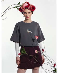 Футболка женская серая с принтом Mark formelle