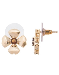 Серьги с дымчатым фианитом "Клевер 4 листа" Lj