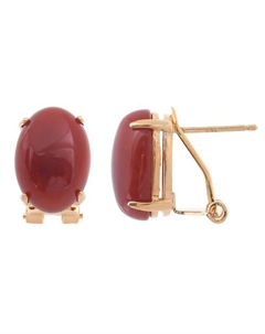 Серьги с красным агатом "Овал" Lj