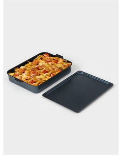 Противень, 27×35 см, h=6.3 см, с крышкой, прямоугольный, антипригарное покрытие, синий Белая калитва