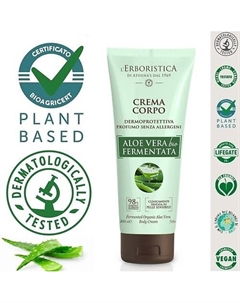 Натуральный Крем для тела парфюмированный с органическим ферментированным алоэ вера 200 L'erboristica