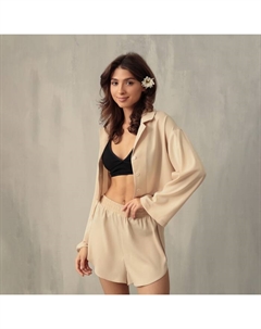 Пижама женская (рубашка, шорты) женская : Home collection, жемчужная, размер 46 Minaku