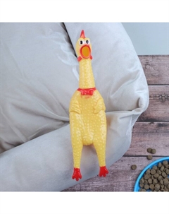 Игрушка пищащая "Задумчивая курица XL" для собак, 41 см, жёлтая Пижон