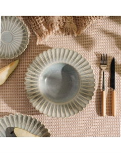 Тарелка для пасты SL Home «Эхо Крита», 340 мл, d=24 см, фарфор, голубая Sima-land home