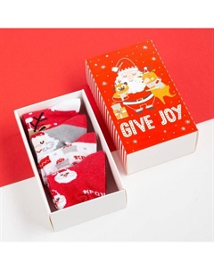 Набор новогодних детских носков "Give Joy", 4 пары, 6-8 см Крошка я