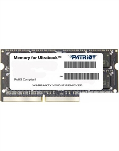 Оперативная память Memory for Ultrabook 4GB DDR3 SO-DIMM PC3-12800 (PSD34G1600L2S) Patriot