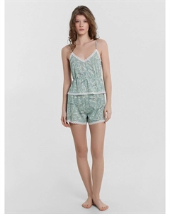 Комплект женский домашний зеленый с ботаническим принтом Mark formelle