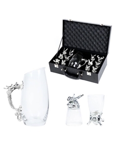 Подарочный набор рюмок-перевёртышей на 12 персон, с графином 400 мл, рюмка 30 мл, серебро Дарим красиво