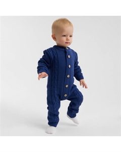 Комбинезон детский с шапочкой вязаный, рост 80-86, цвет синий Minaku