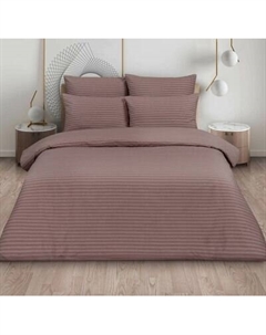 Комплект постельного белья Царство сновидений Поплин Какао страйп Евро / 150-0192