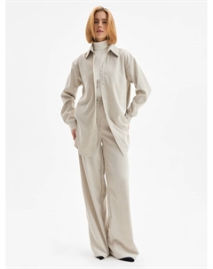 Брюки палаццо женские, серо-бежевые, размер 46 Minaku