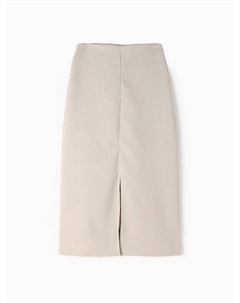 Юбка миди с разрезом женская, серо-бежевая, размер 40 Minaku