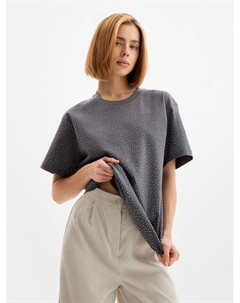 Футболка со стразами женская, серая, размер L Mist