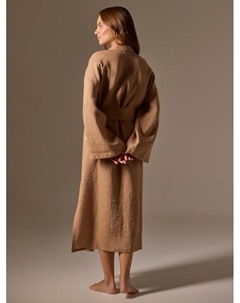 Халат домашний женский SL Linen Home, размер L, кофейный Sima-land home