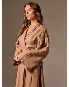 Халат домашний женский SL Linen Home, размер S, кофейный Sima-land home