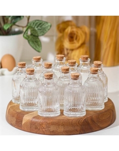 Набор баночек для специй «Парфе. Афина», 90 мл, 5.4×9.7 см, с пробковой крышкой, 12 шт., стекло Доляна