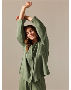 Пижама женская (рубашка, брюки) SL HOME Soft Home, размер L, оливковая Sima-land home