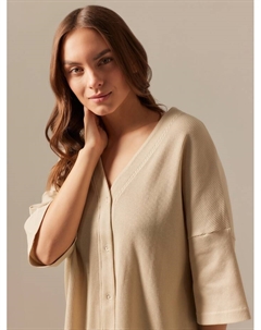 Пижама женская (рубашка, шорты) SL HOME Soft Home, размер L, бежевая Sima-land home