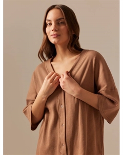 Пижама женская (рубашка, шорты) SL HOME Soft Home, размер L, кофейная Sima-land home