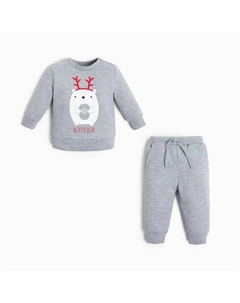 Комплект: джемпер и брюки "Merry Xmas", рост 68-74 см, цвет серый Крошка я