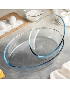 Формы для запекания Borcam, 2 предмета: 3 л, 1.5 л, жаропрочное стекло, прозрачные Pasabahce