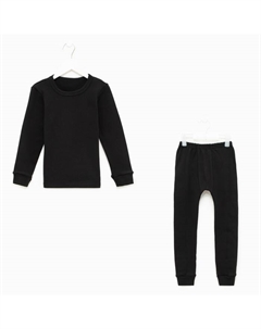 Термобельё детское (лонгслив, брюки), чёрное, рост 158 см Юниор текстиль