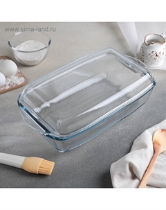 Форма для запекания Borcam, 2.8 л, с крышкой, жаропрочное стекло, прозрачная Pasabahce
