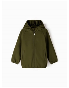Ветровка демисезонная для мальчиков из Softshell на флисе, непромокаемая, оливковая, рост 110 см Minaku