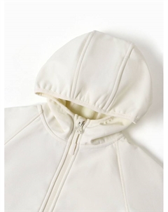 Ветровка демисезонная для девочек из Softshell на флисе, непромокаемая, светло-серая, рост 92 см Minaku