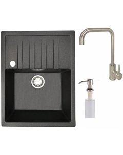 Кухонная мойка Vega L + смеситель W4998-4 + дозатор L405-1 (черный/сатин) Белэворс