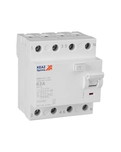 Устройство защитного отключения КЭАЗ 4п 63А 300мА AC 4.5кА OptiDin DM63-4463 УХЛ4 / 343905 Кэаз