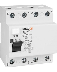 Устройство защитного отключения КЭАЗ 4п 40А 300мА AC ВД1-63 4440 УХЛ4 / 221961 Кэаз