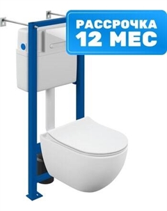 Унитаз подвесной с инсталляцией Cersanit Brasko Smart CO DPL EO Slim + Vector / 68304