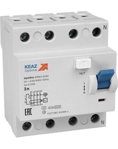 Устройство защитного отключения КЭАЗ 4п 25А 30мА OptiDin DМ63-4225 AC УХЛ4 / 254201 Кэаз