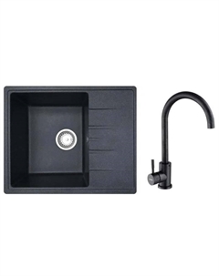 Кухонная мойка Mila L + смеситель W4998-3-22 (черный) Белэворс
