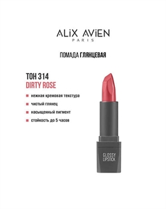 Помада для губ Lipstick glossy с глянцевым финишем Alix avien