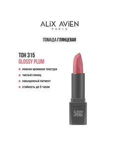 Помада для губ Lipstick glossy с глянцевым финишем Alix avien