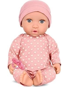 Пупс с аксессуарами В розовой пижаме с сердечками и шапочке / LBY7216 Lullababy