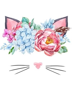 Картина по номерам Ушки в цветах / Х-3862 Рыжий кот