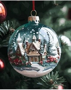 Картина по номерам Домик в шаре / Х-7555 Рыжий кот