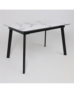 Стол AV 1209 HPL+МДФ раздвижной 1200 (1600)х800 мрамор белый черный Алвест
